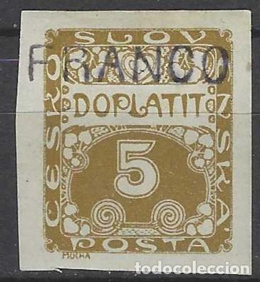Sellos: CHECOSLOVAQUIA 1927 - SELLO DE FRANQUEO, CIFRAS, SOBRECARGADO - MH*