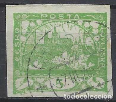 Selos: CHECOSLOVAQUIA 1918 - VISTA DEL CASTILLO DE PRAGA, VERDE - USADO