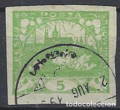 Selos: CHECOSLOVAQUIA 1918 - VISTA DEL CASTILLO DE PRAGA, VERDE - USADO