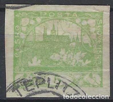 Selos: CHECOSLOVAQUIA 1918 - VISTA DEL CASTILLO DE PRAGA, VERDE - USADO