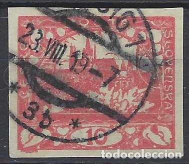 Selos: CHECOSLOVAQUIA 1918 - VISTA DEL CASTILLO DE PRAGA, ROJO - USADO