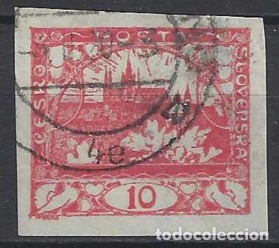 Stamps: CHECOSLOVAQUIA 1918 - VISTA DEL CASTILLO DE PRAGA, ROJO - USADO