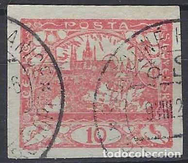 Stamps: CHECOSLOVAQUIA 1918 - VISTA DEL CASTILLO DE PRAGA, ROJO - USADO