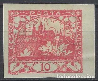 Stamps: CHECOSLOVAQUIA 1918 - VISTA DEL CASTILLO DE PRAGA, ROJO - MH*