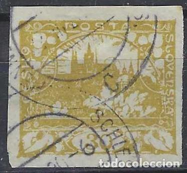 Stamps: CHECOSLOVAQUIA 1918 - VISTA DEL CASTILLO DE PRAGA, OLIVA - USADO