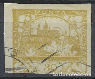 Stamps: CHECOSLOVAQUIA 1918 - VISTA DEL CASTILLO DE PRAGA, OLIVA - USADO