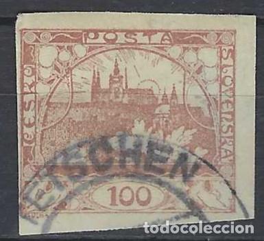 Stamps: CHECOSLOVAQUIA 1918 - VISTA DEL CASTILLO DE PRAGA, MARR&Oacute;N CLARO - USADO