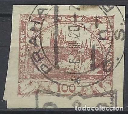 Stamps: CHECOSLOVAQUIA 1918 - VISTA DEL CASTILLO DE PRAGA, MARR&Oacute;N CLARO - USADO