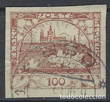Stamps: CHECOSLOVAQUIA 1918 - VISTA DEL CASTILLO DE PRAGA, MARR&Oacute;N CLARO - USADO