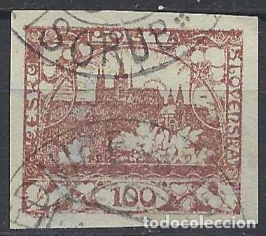 Stamps: CHECOSLOVAQUIA 1918 - VISTA DEL CASTILLO DE PRAGA, MARR&Oacute;N CLARO - USADO