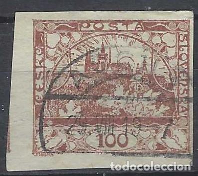 Stamps: CHECOSLOVAQUIA 1918 - VISTA DEL CASTILLO DE PRAGA, MARR&Oacute;N CLARO - USADO