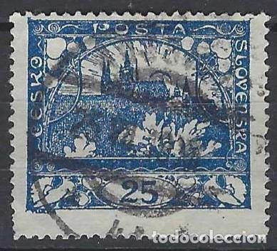 Stamps: CHECOSLOVAQUIA 1918-19 - VISTA DEL CASTILLO DE PRAGA, AZUL, DENTADO - USADO
