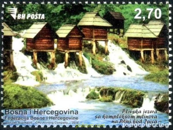 Briefmarken: 735951 MNH BOSNIA-HERZEGOVINA 2016 TURISMO. MOLINOS DE AGUA DEL LAGO PLIVA (JAJCE)
