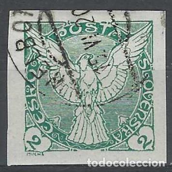 Briefmarken: CHECOSLOVAQUIA 1919 - SELLO PARA PERI&Oacute;DICOS, AZUL VERDOSO - USADO