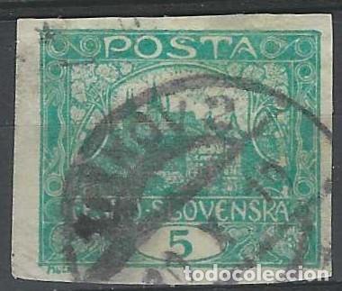 Sellos: CHECOSLOVAQUIA 1919-20 - VISTA DEL CASTILLO DE PRAGA &rdquo;CESKO-SLOVENSKA&rdquo;, SOBRE VALOR. VERDE - USADO