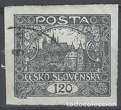 Sellos: CHECOSLOVAQUIA 1919-20 - VISTA DEL CASTILLO DE PRAGA &rdquo;CESKO-SLOVENSKA&rdquo;, SOBRE VALOR, NEGRO - USADO