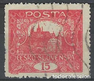 Briefmarken: CHECOSLOVAQUIA 1919-20 - VISTA DEL CASTILLO DE PRAGA &rdquo;CESKO-SLOVENSKA&rdquo;, CARM&Iacute;N - USADO