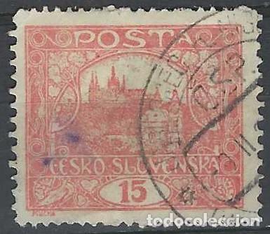 Briefmarken: CHECOSLOVAQUIA 1919-20 - VISTA DEL CASTILLO DE PRAGA &rdquo;CESKO-SLOVENSKA&rdquo;, ROJO - USADO