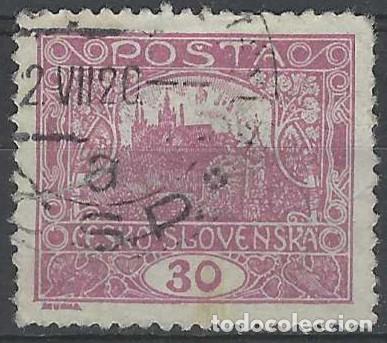 Sellos: CHECOSLOVAQUIA 1919-20 - VISTA DEL CASTILLO DE PRAGA &rdquo;CESKO-SLOVENSKA&rdquo;, P&Uacute;RPURA - USADO