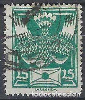 Sellos: CHECOSLOVAQUIA 1920 - CORREO, VERDE - USADO