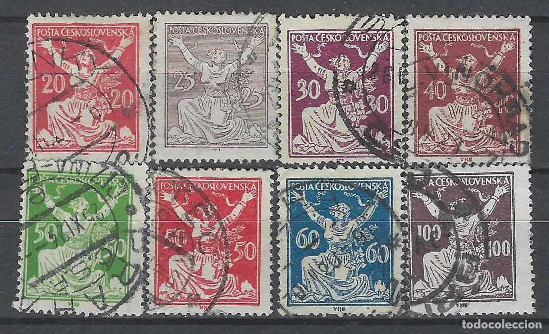 Sellos: CHECOSLOVAQUIA 1920 - LIBERACI&Oacute;N DE LA REP&Uacute;BLICA, 8 VALORES - USADOS