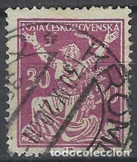 Sellos: CHECOSLOVAQUIA 1920 - LIBERACI&Oacute;N DE LA REP&Uacute;BLICA, P&Uacute;RPURA - USADO