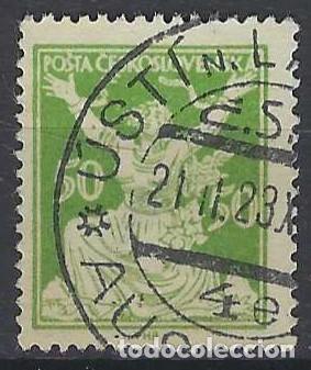Sellos: CHECOSLOVAQUIA 1920 - LIBERACI&Oacute;N DE LA REP&Uacute;BLICA, VERDE - USADO