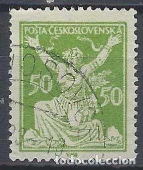 Sellos: CHECOSLOVAQUIA 1920 - LIBERACI&Oacute;N DE LA REP&Uacute;BLICA, VERDE - USADO