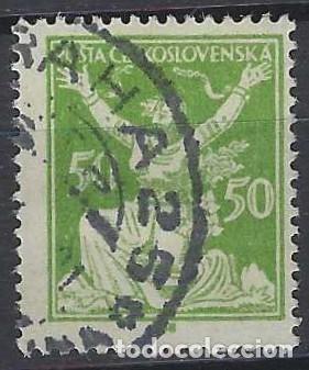 Sellos: CHECOSLOVAQUIA 1920 - LIBERACI&Oacute;N DE LA REP&Uacute;BLICA, VERDE - USADO