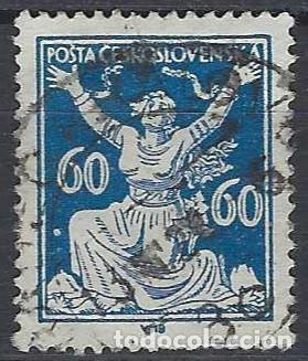 Sellos: CHECOSLOVAQUIA 1920 - LIBERACI&Oacute;N DE LA REP&Uacute;BLICA, AZUL - USADO