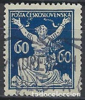 Sellos: CHECOSLOVAQUIA 1920 - LIBERACI&Oacute;N DE LA REP&Uacute;BLICA, AZUL - USADO