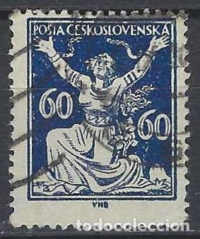 Sellos: CHECOSLOVAQUIA 1920 - LIBERACI&Oacute;N DE LA REP&Uacute;BLICA, AZUL - USADO