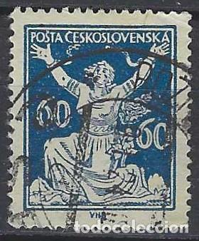 Sellos: CHECOSLOVAQUIA 1920 - LIBERACI&Oacute;N DE LA REP&Uacute;BLICA, AZUL - USADO