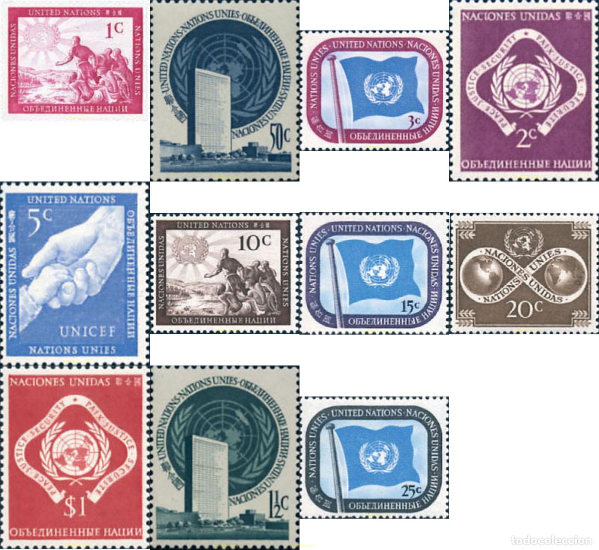 Sellos: 44708 HINGED NACIONES UNIDAS. Nueva York 1951 MOTIVOS VARIOS