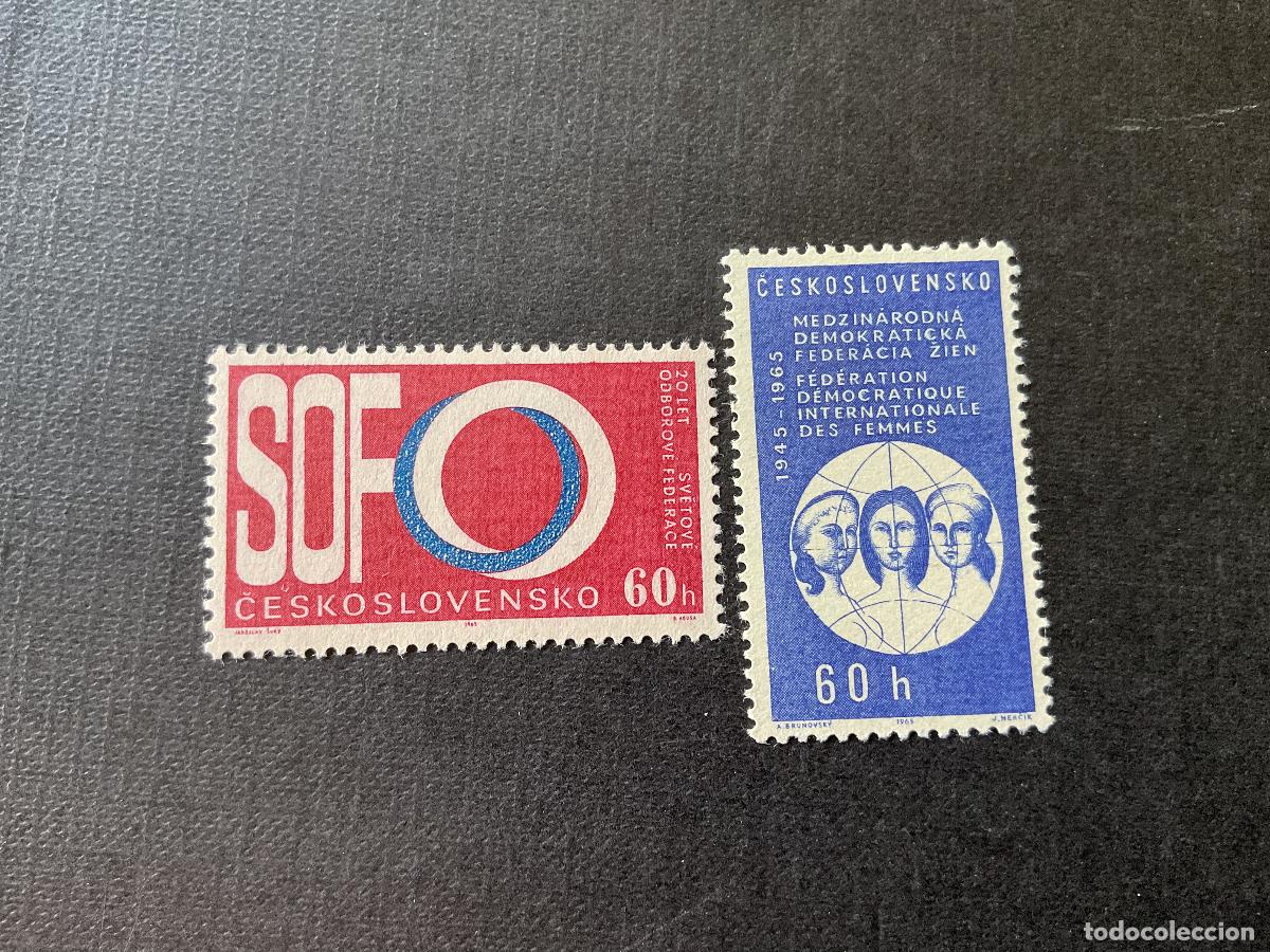 Sellos: CHECOSLOVAQUIA N&ordm; YVERT 1417/8*** A&Ntilde;O 1965. 20 ANIV. FEDERAC.INTERN.TRABAJADORES Y FEDRAC.MUJERES