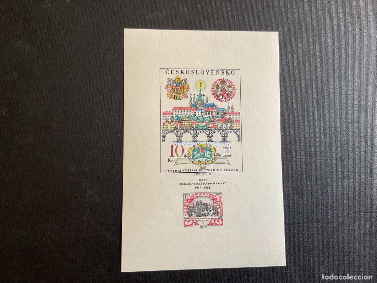 Sellos: CHECOSLOVAQUIA N&ordm; YVERT HB 35*** A&Ntilde;O 1968 50 ANIVERSARO DEL SELLO CHECO. VISTA DE PRAGA