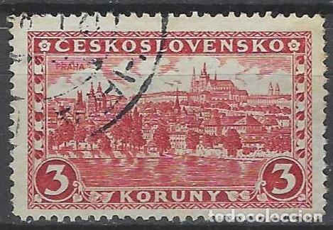 Sellos: CHECOSLOVAQUIA 1926-27 - PAISAJES, PRAGA, ROJO - USADO