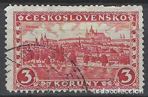 Sellos: CHECOSLOVAQUIA 1926-27 - PAISAJES, PRAGA, ROJO - USADO