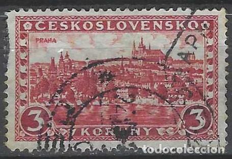 Sellos: CHECOSLOVAQUIA 1927-29 - PAISAJES, PRAGA, ROJO - USADO