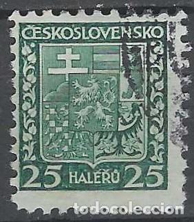 Selos: CHECOSLOVAQUIA 1929 - ESCUDO NACIONAL, VERDE AZULADO - USADO