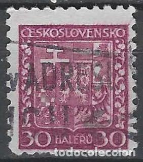 Selos: CHECOSLOVAQUIA 1929 - ESCUDO NACIONAL, VIOLETA ROJIZO - USADO