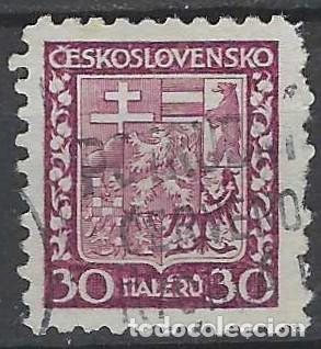 Timbres: CHECOSLOVAQUIA 1929 - ESCUDO NACIONAL, VIOLETA ROJIZO - USADO