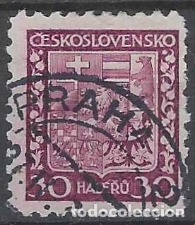Briefmarken: CHECOSLOVAQUIA 1929 - ESCUDO NACIONAL, VIOLETA ROJIZO - USADO
