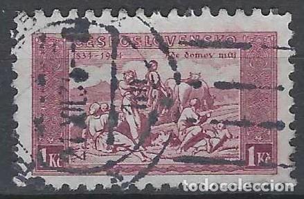 Sellos: CHECOSLOVAQUIA 1934 - CENTENARIO DEL HIMNO NACIONAL, VIOLETA - USADO