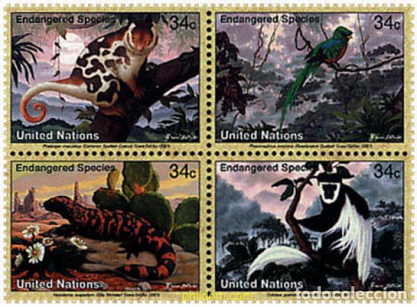 Sellos: 6271 MNH NACIONES UNIDAS. Nueva York 2001 FAUNA EN PELIGRO DE EXTINCION