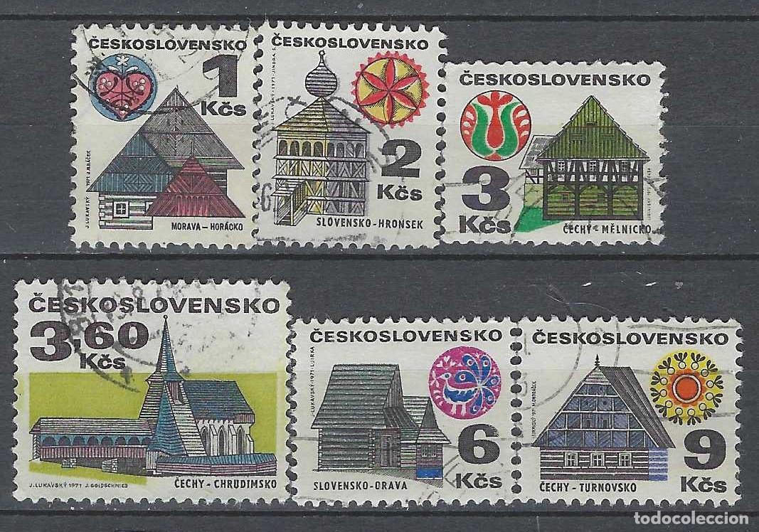 Stamps: CHECOSLOVAQUIA 1971-72 - EDIFICIOS, 6 VALORES - USADOS