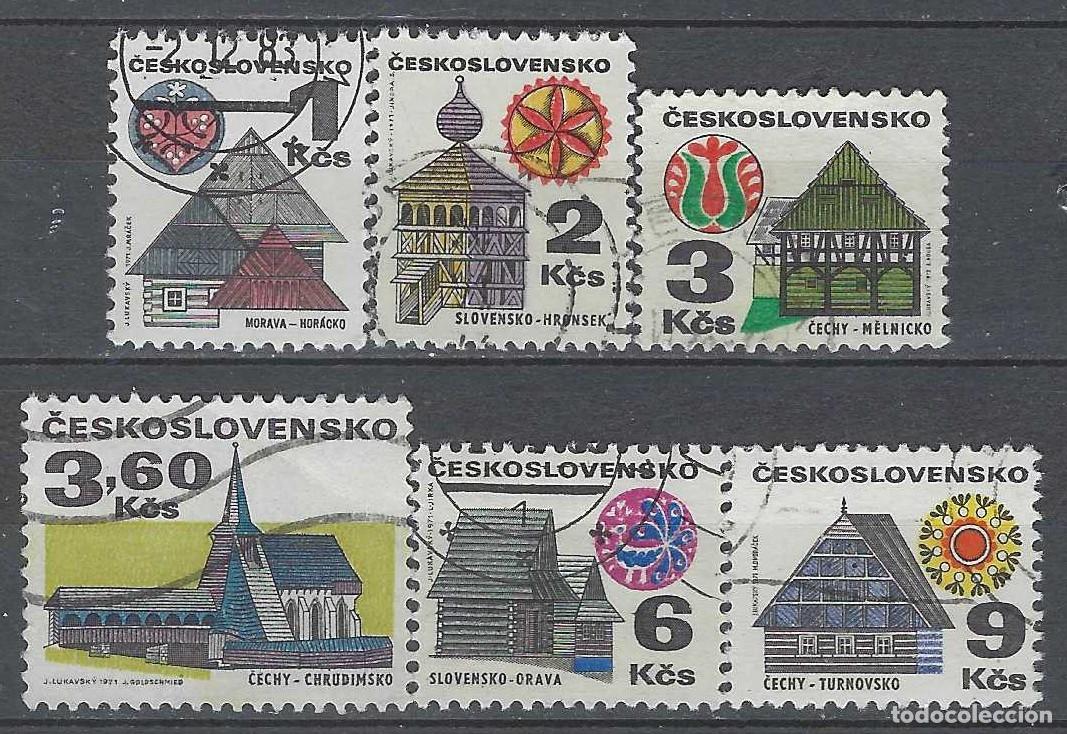 Stamps: CHECOSLOVAQUIA 1971-72 - EDIFICIOS, 6 VALORES - USADOS