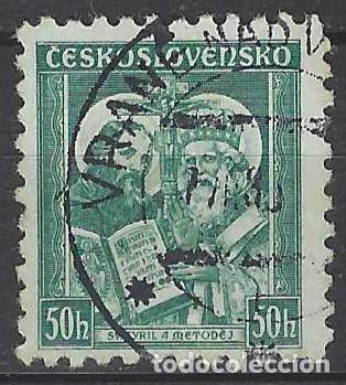 Sellos: CHECOSLOVAQUIA 1935 - 1.050 ANIV. DE LA MUEERTE DE SAN METODIO, VERDE AZULADO - USADO