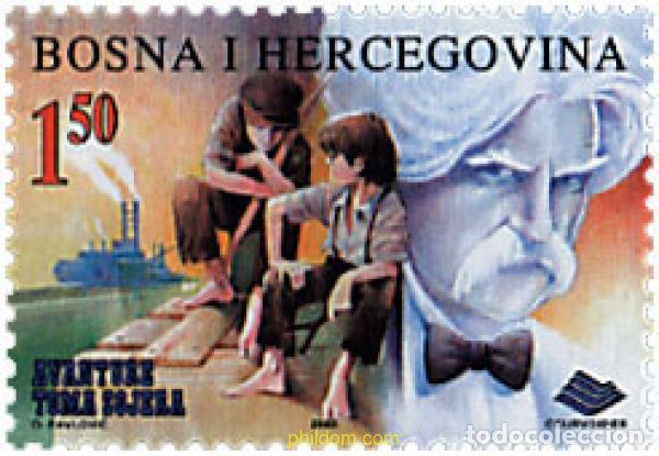 Sellos: 64042 MNH BOSNIA-HERZEGOVINA 2000 90 ANIVERSARIO DEL ESCRITOR MARK TWAIN