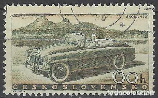 Sellos: CHECOSLOVAQUIA 1958 - AUTOM&Oacute;VILES, SKODA 450 - USADO